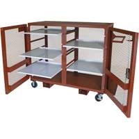 Mobile Mesh Cabinet, Steel, 49 Cubic Feet, Red Seaboard Timber Mart