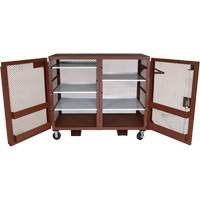 Mobile Mesh Cabinet, Steel, 49 Cubic Feet, Red Seaboard Timber Mart