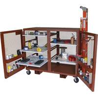 Mobile Mesh Cabinet, Steel, 49 Cubic Feet, Red Seaboard Timber Mart