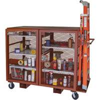 Mobile Mesh Cabinet, Steel, 49 Cubic Feet, Red Seaboard Timber Mart