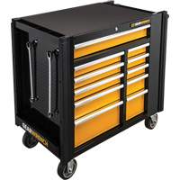 Chariot &agrave; outils &eacute;lectrique, 11 tiroirs, 42-1/2" la x 24-7/16" p x 41" h, Noir/Orange Seaboard Timber Mart