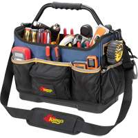 Boîte &agrave; outils ouverte &agrave; base moul&eacute;e, Polyester balistique, 17 pochettes, Noir/Bleu Seaboard Timber Mart