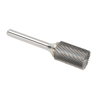 Solid Carbide Burrs - Cylinder Shape with End Cut, SB-6, 3/5" Dia., 1/4" Shank, 24.4 mm Depth of Cut Seaboard Timber Mart