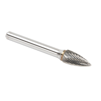 Solid Carbide Burrs - Tree Shape Pointed End, SG-3, 9.53 mm Dia., 1/4" Shank Seaboard Timber Mart