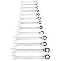 72-Tooth 12 Point Reversible Ratcheting SAE Wrench Set, Combination, 13 Pieces, Imperial Seaboard Timber Mart