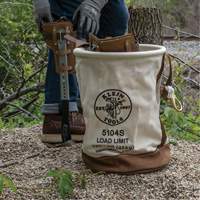 Leather-Bottom Bucket, 17" H, Canvas, White Seaboard Timber Mart