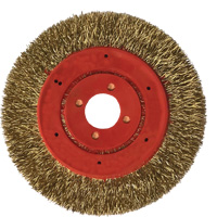 Brosse m&eacute;tallique &agrave; touret et &agrave; encapsulation partielle ne rejetant pas les fils, 3" dia., Fils 0,012", Arbre 1/4" Seaboard Timber Mart