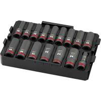 Jeu de douilles profondes 3/8" Shockwave Impact Duty Packout, 16 Mcx, Chocs, Prise de 1/2", Profond Seaboard Timber Mart