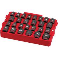 Jeu de douilles profondes 3/8" Shockwave Impact Duty Packout, 27 Mcx, Chocs, Prise de 1/2" Seaboard Timber Mart