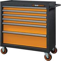 Armoire roulante pour outils s&eacute;rie GSX, 6 tiroirs, 36" la x 18-1/5" p x 37-2/5" h, Noir/Orange Seaboard Timber Mart