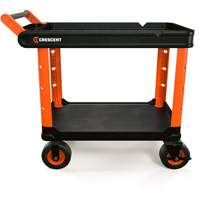 RAILWORKS 2-Shelf Industrial Utility Cart with 8" Casters, 47" L x 24-1/2" W x 37-4/5" H, Black/Orange Seaboard Timber Mart