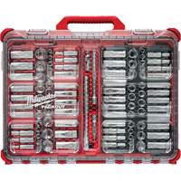 Jeu de cliquets et douilles m&eacute;triques/SAE avec organisateur PACKOUT &agrave; profil bas, 98 Mcx, Prise de 3/8" Seaboard Timber Mart