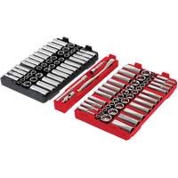 Jeu de cliquets et douilles m&eacute;triques/SAE avec organisateur PACKOUT &agrave; profil bas, 98 Mcx, Prise de 3/8" Seaboard Timber Mart