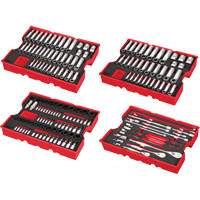 Jeu de cliquets et douilles m&eacute;triques et SAE avec organisateur PACKOUT &agrave; profil bas, 242 Mcx, Chocs, Prise de 1/4"/3/8"/1/2", Profond Seaboard Timber Mart