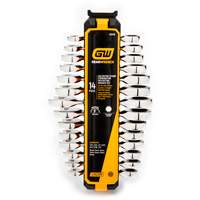 Jeu de cl&eacute;s courtes &agrave; 12 pans et 72 dents, Combinaison &agrave; cliquet, 14 morceaux, Imp&eacute;rial et m&eacute;trique Seaboard Timber Mart