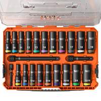 KNECT Drive Socket Set, 23 Pcs, Impact, 3/8" Drive Size, Deep Seaboard Timber Mart