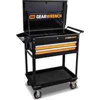 Chariot utilitaire, 2 tiroirs, 32-1/2" la x 42" h, Noir/Orange Seaboard Timber Mart