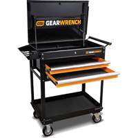 Chariot utilitaire, 2 tiroirs, 32-1/2" la x 42" h, Noir/Orange Seaboard Timber Mart