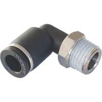 MAXFIT Push-to-Connect to Male NPT Elbow Adapter, 3/8" x 1/2" Dia., PBT Polymer Seaboard Timber Mart