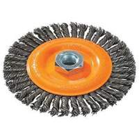 Brosse &agrave; fils nou&eacute;s pour cordons de soudure, Dia. 4", Fils 0,02", Arbre 5/8"-11, Acier Seaboard Timber Mart