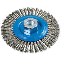 Stringer Bead Knotted Wire Brush, 4-1/2" Dia., 0.02" Fill, 5/8"-11 Arbor, Aluminum/Stainless Steel Seaboard Timber Mart