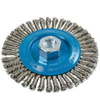 Knot-Twisted Stringer Bead Wire Wheel, 5" Dia., 0.02" Fill, 5/8"-11 Arbor, Aluminum/Stainless Steel Seaboard Timber Mart