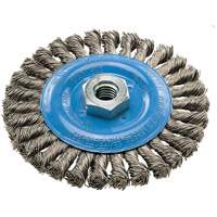 Wide Knotted Wire Wheel Brush, 5" Dia., 0.02" Fill, 5/8"-11 Arbor, Aluminum/Stainless Steel Seaboard Timber Mart