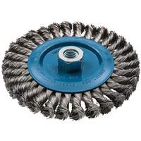 Wide Knotted Wire Wheel Brush, 6" Dia., 0.02" Fill, 5/8"-11 Arbor, Aluminum/Stainless Steel Seaboard Timber Mart