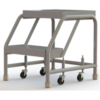 Rolling Ladder, 2 Steps, 16" Step Width, 20" Platform Height, Aluminum Seaboard Timber Mart