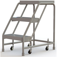 Rolling Ladder, 3 Steps, 16" Step Width, 30" Platform Height, Aluminum Seaboard Timber Mart