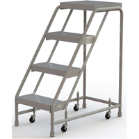 Rolling Ladder, 4 Steps, 16" Step Width, 40" Platform Height, Aluminum Seaboard Timber Mart