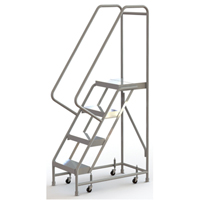Rolling Ladder, 4 Steps, 16" Step Width, 40" Platform Height, Aluminum Seaboard Timber Mart