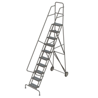 Rolling Ladder, 10 Steps, Serrated, 106" High Seaboard Timber Mart