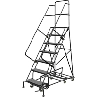 All Directional Rolling Ladder, 7 Steps, 24" Step Width, 70" Platform Height, Steel Seaboard Timber Mart