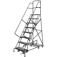 All Directional Rolling Ladder, 8 Steps, 24" Step Width, 80" Platform Height, Steel Seaboard Timber Mart