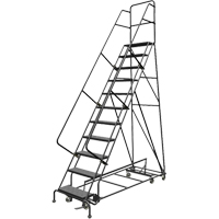 All Directional Rolling Ladder, 11 Steps, 24" Step Width, 110" Platform Height, Steel Seaboard Timber Mart