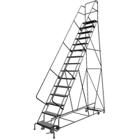 All Directional Rolling Ladder, 15 Steps, 24" Step Width, 150" Platform Height, Steel Seaboard Timber Mart
