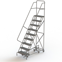 All Directional Rolling Ladder, 9 Steps, 24" Step Width, 90" Platform Height, Steel Seaboard Timber Mart