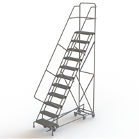 All Directional Rolling Ladder, 11 Steps, 24" Step Width, 110" Platform Height, Steel Seaboard Timber Mart