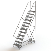 All Directional Rolling Ladder, 12 Steps, 24" Step Width, 120" Platform Height, Steel Seaboard Timber Mart