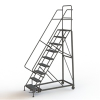 Heavy Duty Rolling Ladder, 9 Steps, 24" Step Width, 90" Platform Height, Steel Seaboard Timber Mart