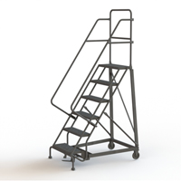 Heavy Duty Rolling Ladder, 6 Steps, 24" Step Width, 60" Platform Height, Steel Seaboard Timber Mart