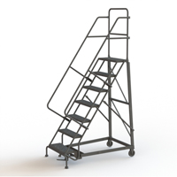 Heavy Duty Rolling Ladder, 7 Steps, 24" Step Width, 70" Platform Height, Steel Seaboard Timber Mart