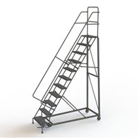 Heavy Duty Rolling Ladder, 11 Steps, 24" Step Width, 110" Platform Height, Steel Seaboard Timber Mart