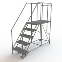 Mobile Work Platform, Steel, 5 Steps, 50" H, 47" D, 24" Step, Serrated Seaboard Timber Mart