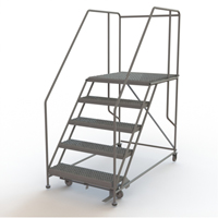 Mobile Work Platform, Steel, 5 Steps, 50" H, 36" D, 36" Step, Serrated Seaboard Timber Mart