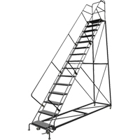 Safety Slope Rolling Ladder, 15 Steps, Perforated, 50° Incline, 150" High Seaboard Timber Mart