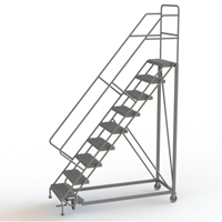 Safety Slope Rolling Ladder, 9 Steps, Serrated, 50° Incline, 90" High Seaboard Timber Mart