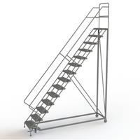 Safety Slope Rolling Ladder, 14 Steps, Serrated, 50° Incline, 140" High Seaboard Timber Mart
