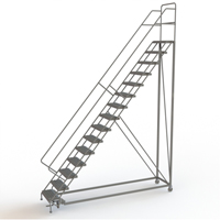 Safety Slope Rolling Ladder, 15 Steps, Serrated, 50° Incline, 150" High Seaboard Timber Mart